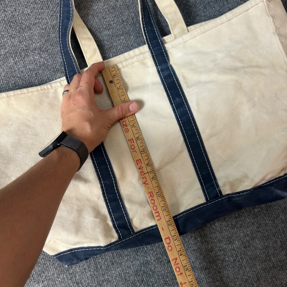 Vintage 80s 90s LL Bean Boat and Tote Large Navy Canvas Bag - Picture 7 of 9